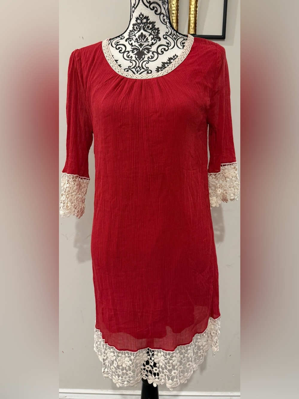 Umgee Lace-Trimmed Boho Tunic Dress